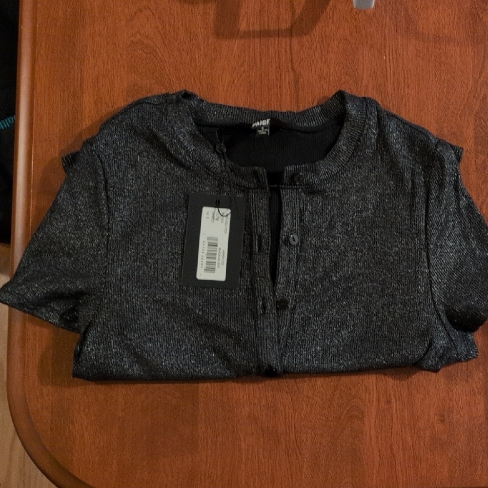 PAIGE Charcoal Knit Button-Up